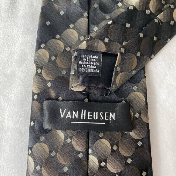 Van Heusen Neck Tie Mens 58”x4” Tiled Circles Multicolored 100% Silk - Picture 2 of 5